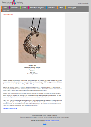 Shannon Ford contributes Sterling Silver Sculpted Pendant to Penticton Art Gallery Benefit Gala